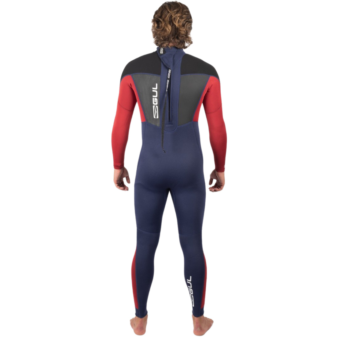 Gul Mens Response 3/2mm Flatlock Back Zip Wetsuit RE1321-C1 - Red / Navy